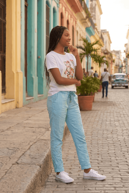 Einfarbige italienische Schlupfhosen - Knitterlook