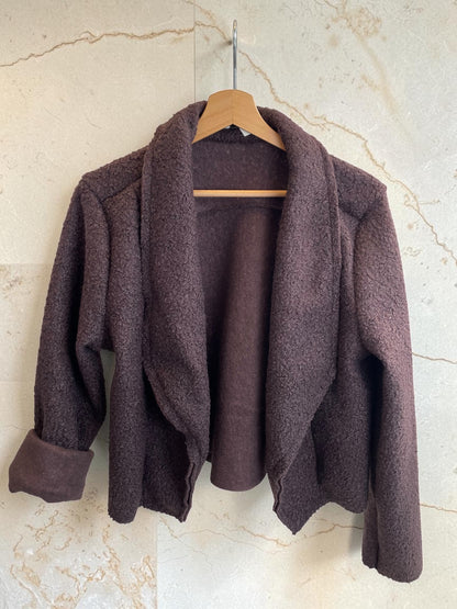 Teddyfell Übergangsjacke mit Wasserfallkragen