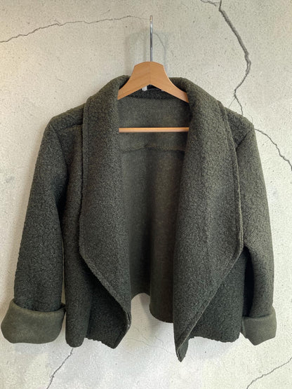 Teddyfell Übergangsjacke mit Wasserfallkragen