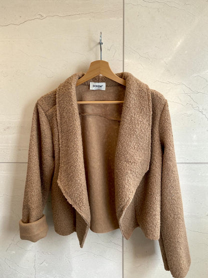 Teddyfell Übergangsjacke mit Wasserfallkragen