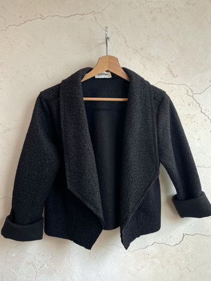 Teddyfell Übergangsjacke mit Wasserfallkragen
