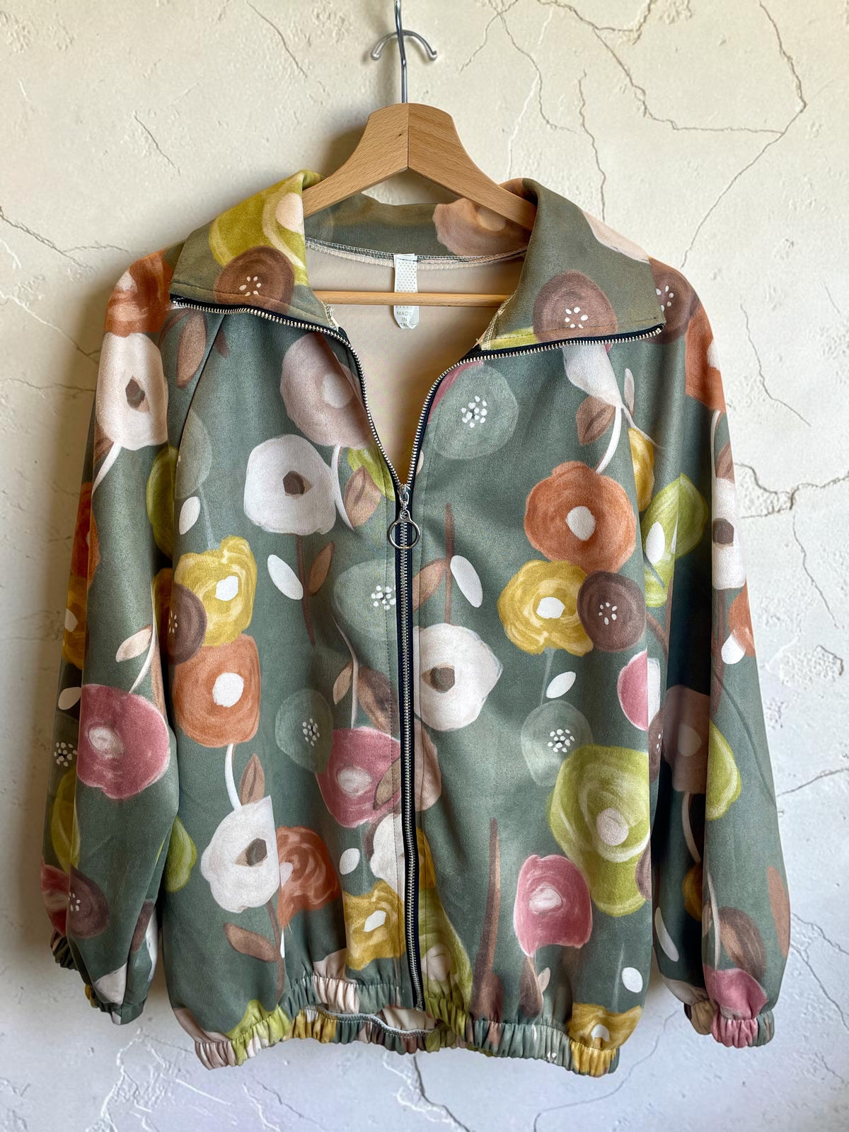 Blousonjacke mit floralem Print - Velours