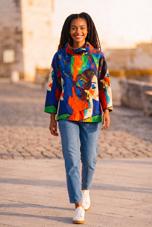 Ausgefallene Übergangsjacke mit künstlerischem Print