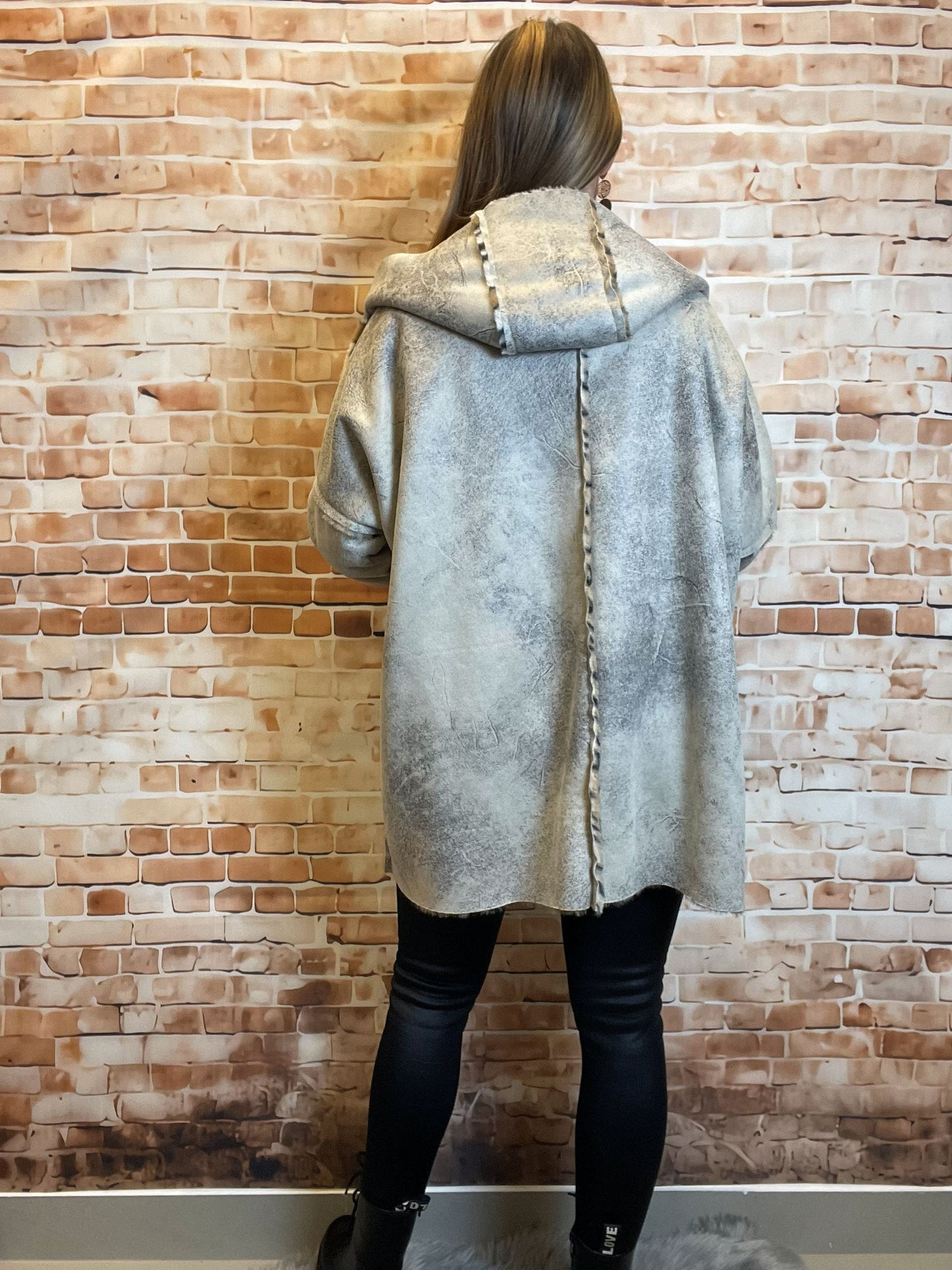 Wendejacke mit Leoprint - Beige