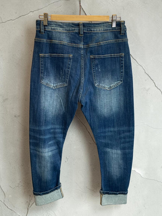 Dunkelblaue Sexy S. Woman Boyfriend Jeans "Hase"