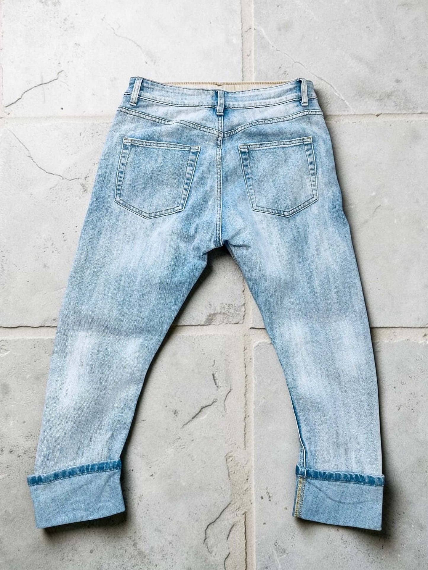 Hellblaue Sexy S. Woman Baggy Boyfriend Jeans "Herz" - 7/8