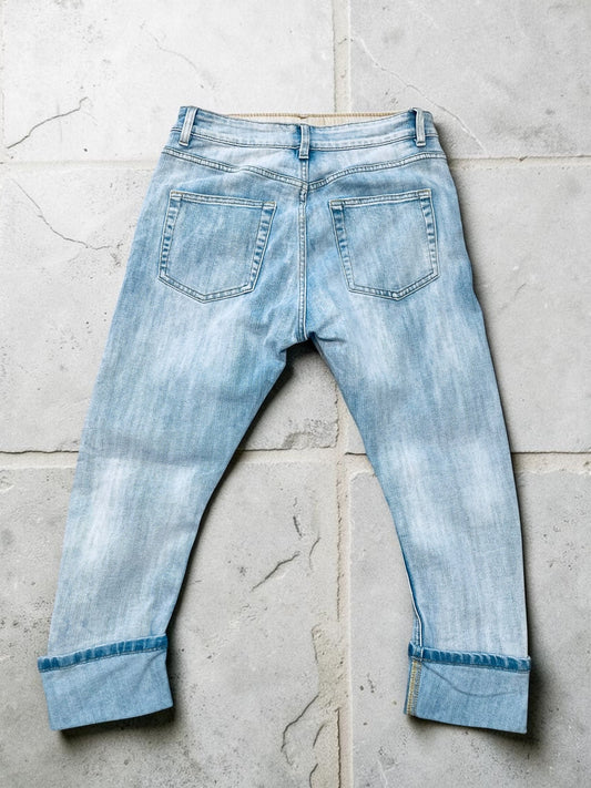 Hellblaue Sexy S. Woman Baggy Boyfriend Jeans "Herz" - 7/8
