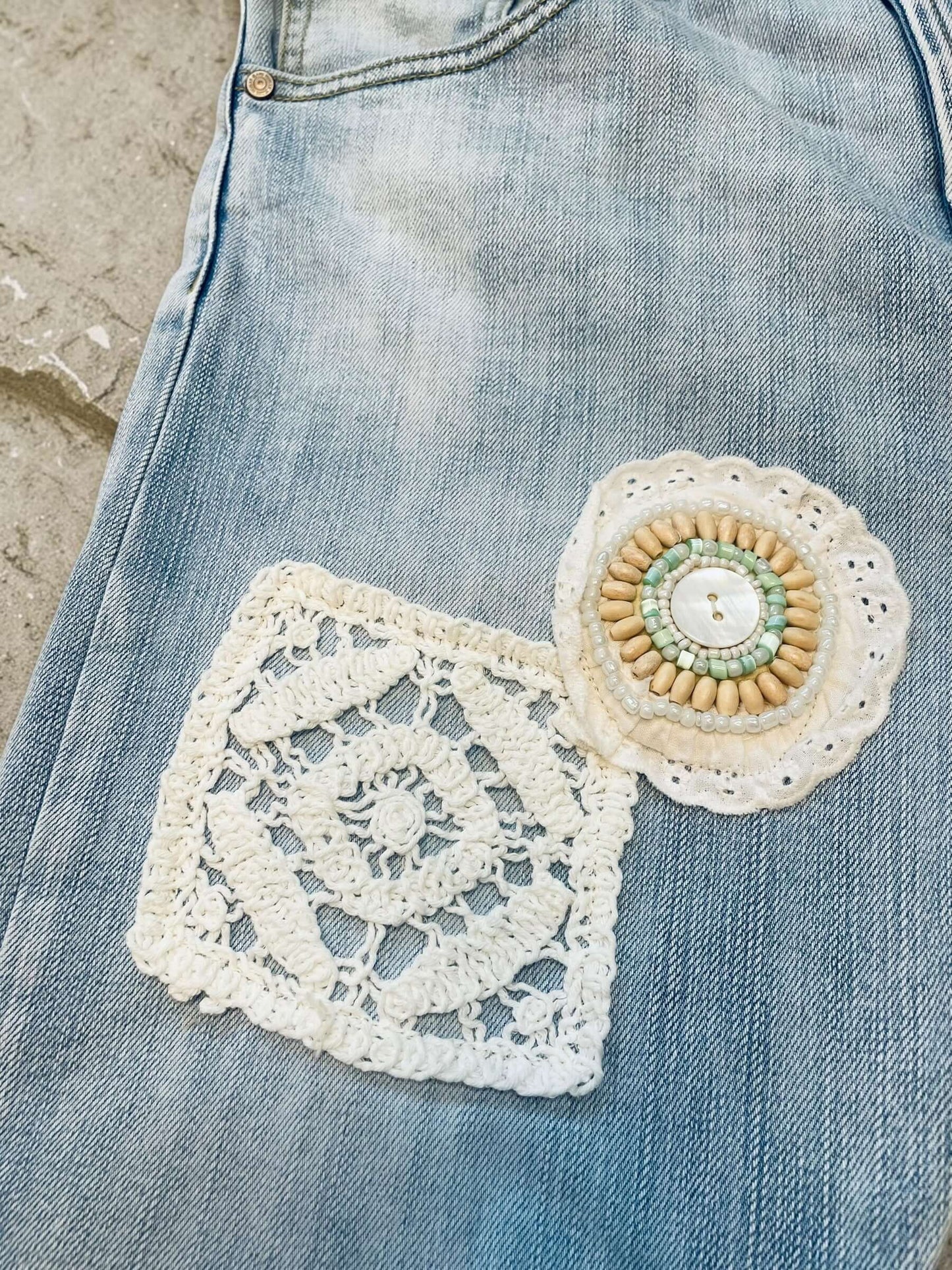 Hellblaue Sexy S. Woman Baggy Boyfriend Jeans "Herz" - 7/8