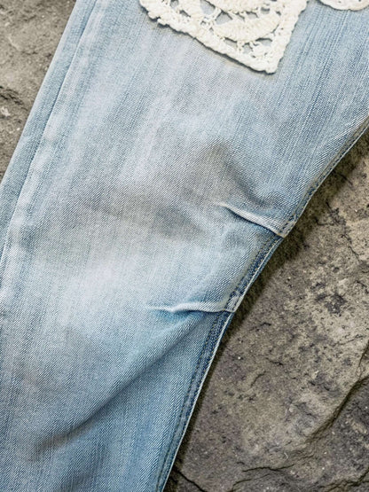 Hellblaue Sexy S. Woman Baggy Boyfriend Jeans "Herz" - 7/8