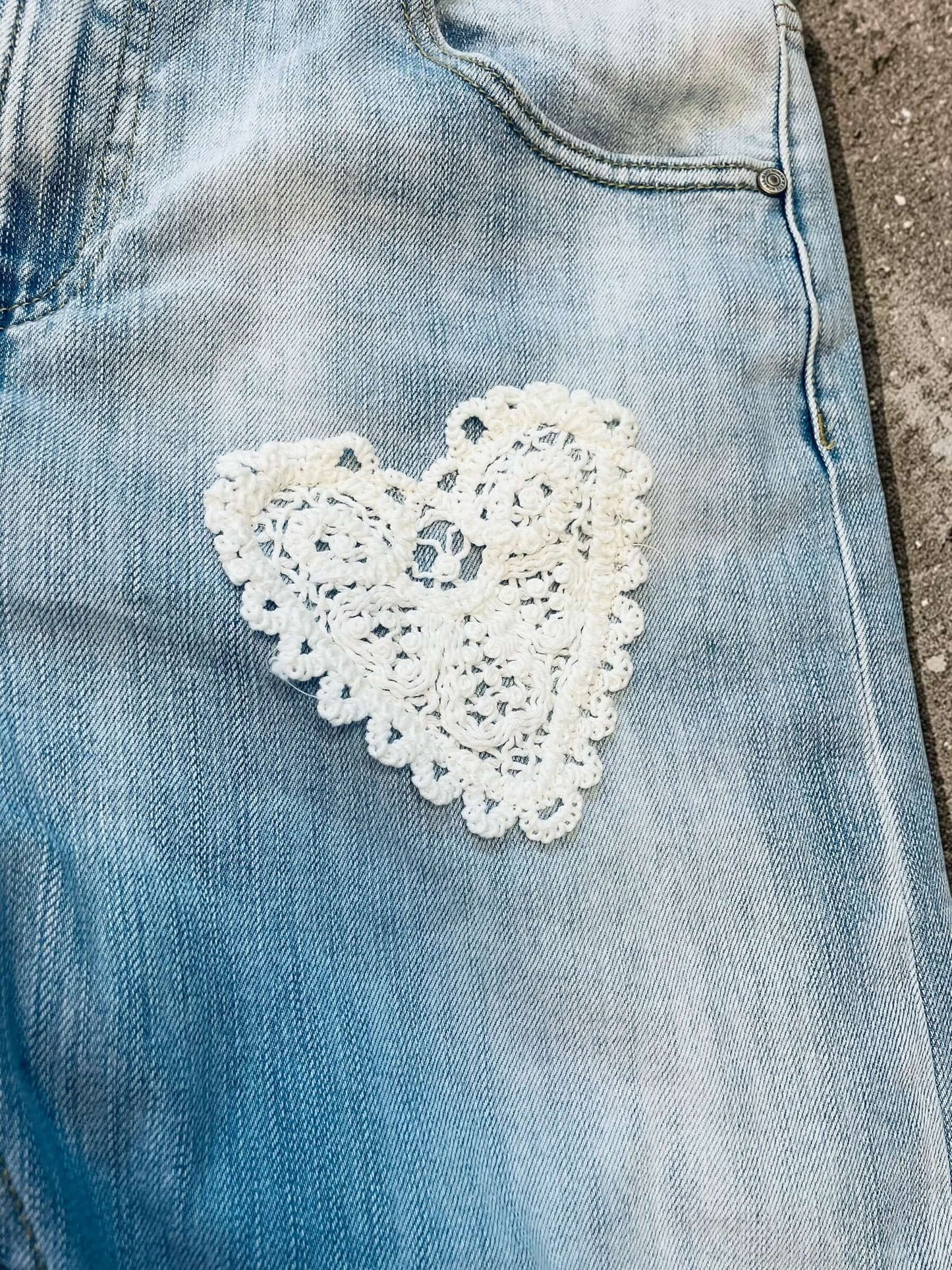 Hellblaue Sexy S. Woman Baggy Boyfriend Jeans "Herz" - 7/8