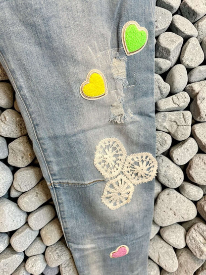 Hellblaue Sexy S. Woman Baggy Jeans "Love" - 7/8