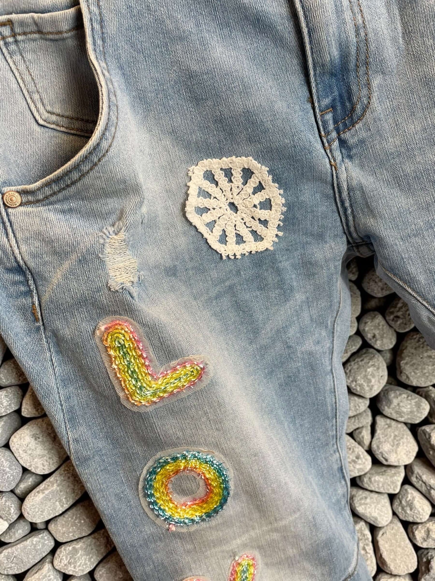 Hellblaue Sexy S. Woman Baggy Jeans "Love" - 7/8