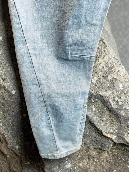 Hellblaue Sexy S. Woman Baggy Boyfriend Jeans "YES" - 7/8