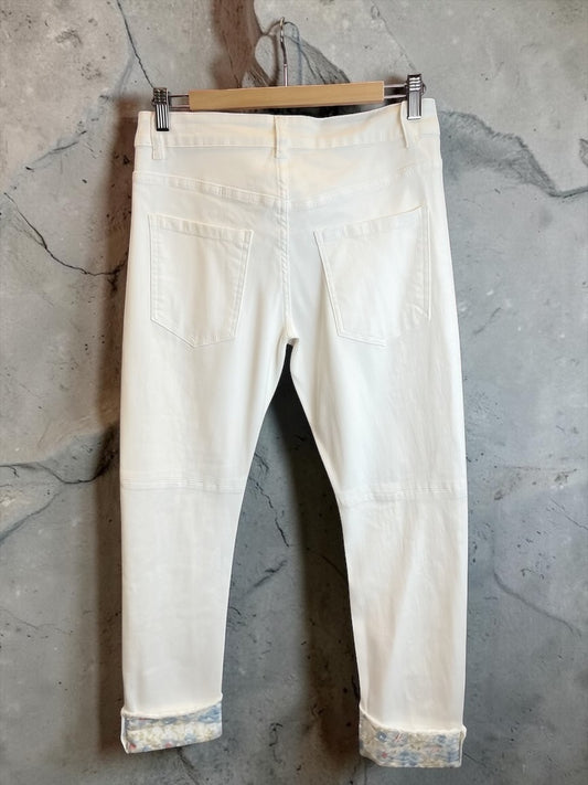 Weiße Sexy S. Woman Boyfriend Jeans "Spitze"