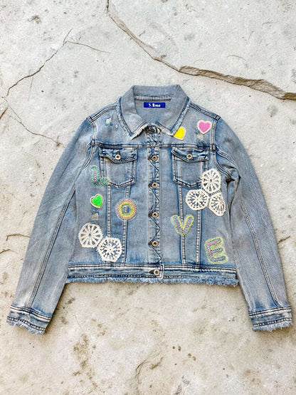 Sexy S. Woman Jeansjacke "LOVE" mit bunten Stickereien