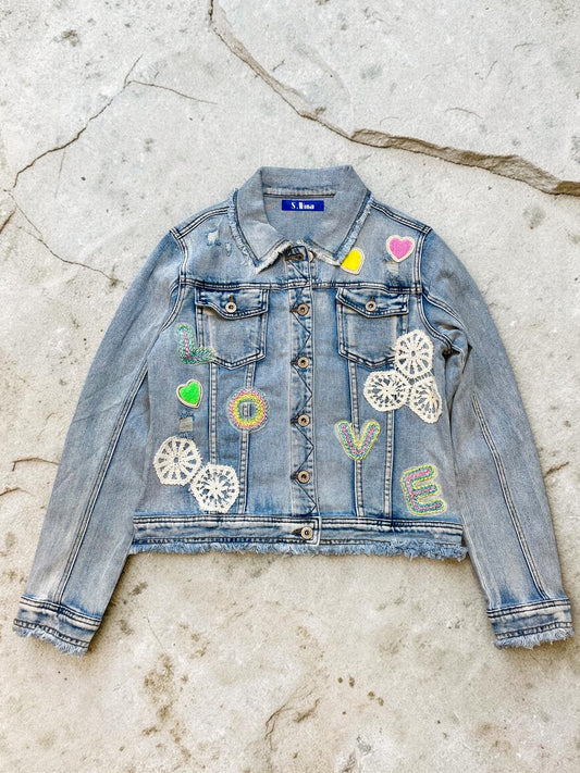Sexy S. Woman Jeansjacke "LOVE" mit bunten Stickereien