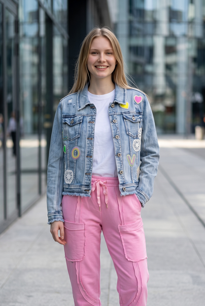 Sexy S. Woman Jeansjacke "LOVE" mit bunten Stickereien
