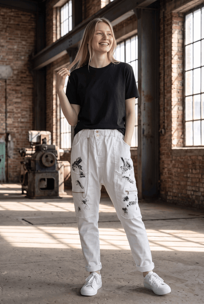 Lässige Jogginghose mit tiefem Schritt "Graffiti"