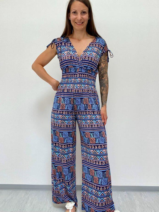 Gemusterter Jumpsuit mit V-Ausschnitt