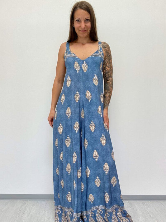 Jumpsuit mit breitem Bein und V-Ausschnitt