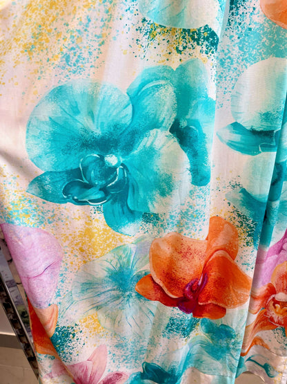 Buntes ärmelloses Kleid aus Viskose - knielang