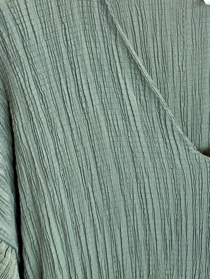 Langes Musselin-Kleid kurzarm mit V-Ausschnitt