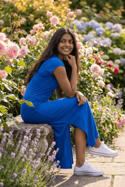 Schlichtes Maxi-Viskosekleid mit seitlichem Schlitz