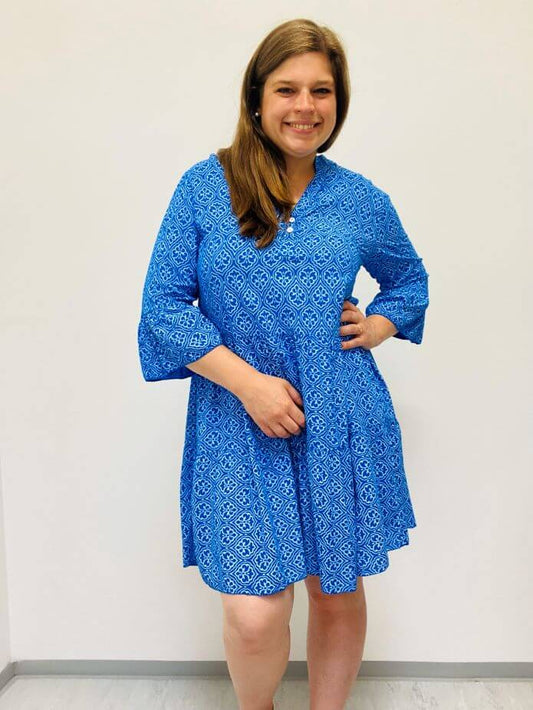 Viskosekleid mit Rüschen und 3/4-Arm