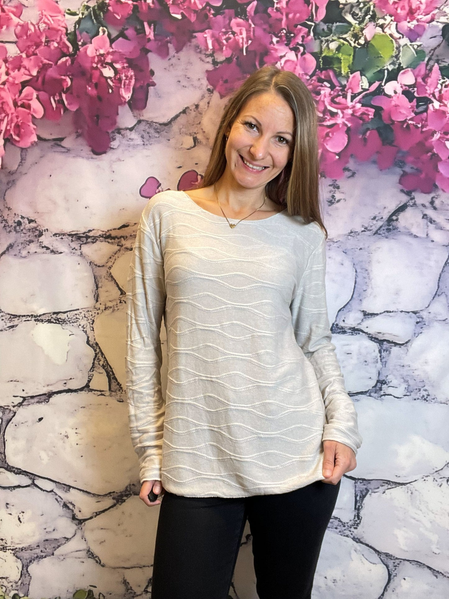 Dünner Basic Langarm-Pullover