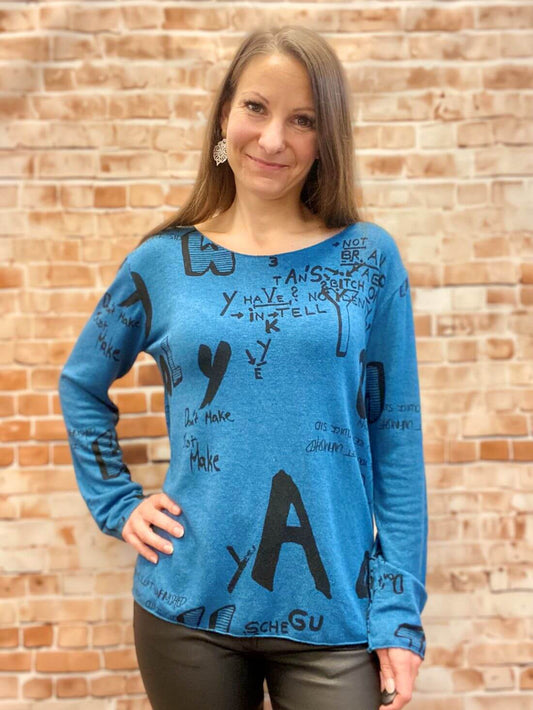 Viskose-Langarmshirt mit Schriftzug