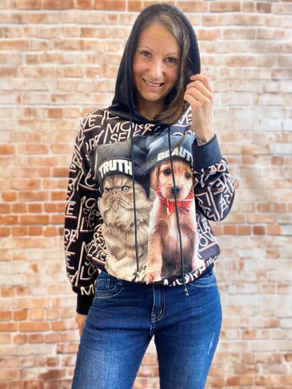 Superweicher gemütlicher Nicki-Hoodie mit Tiermotiv