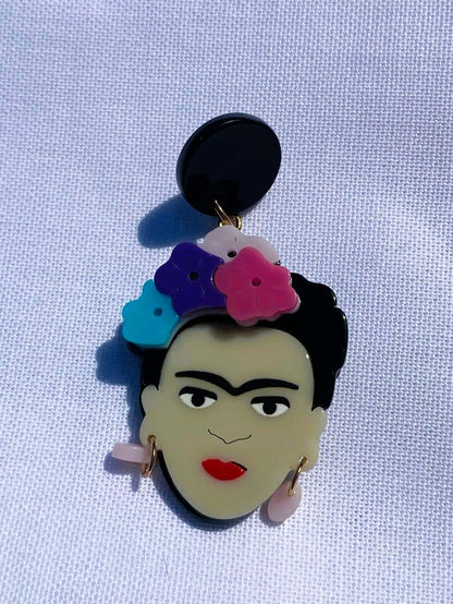 Große Ohrringe mit Frida Kahlo Motiv