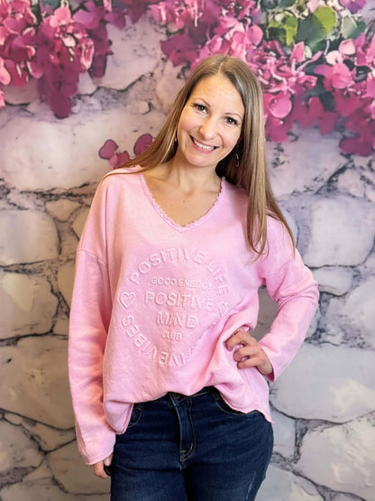 Dünner Sweater mit V-Ausschnitt - Oversized