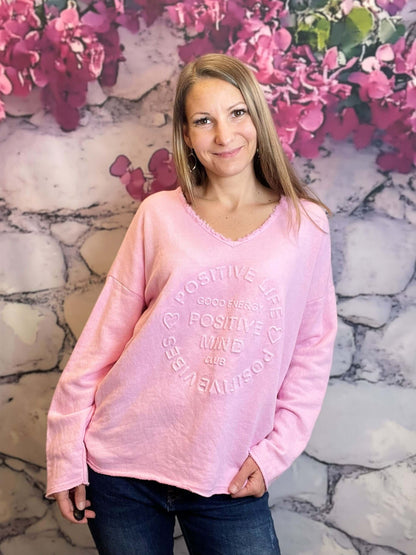 Dünner Sweater mit V-Ausschnitt - Oversized