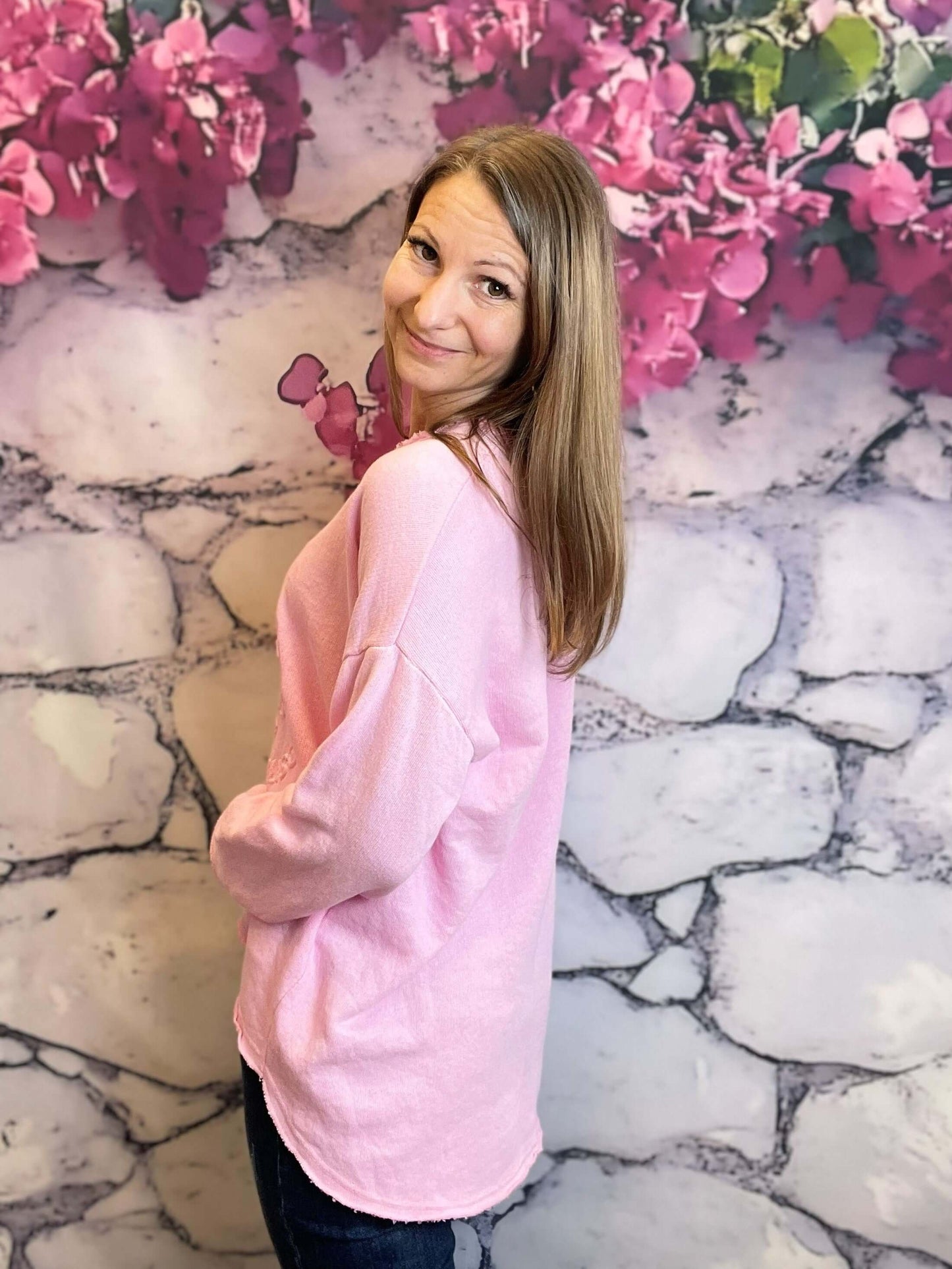 Dünner Sweater mit V-Ausschnitt - Oversized