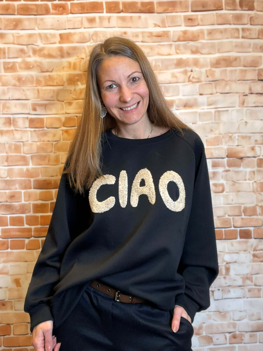 Schwarzer Pullover "Ciao"