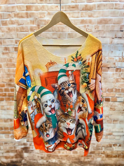 Kuschelige Langarmshirts mit buntem Weihnachtsmotiv