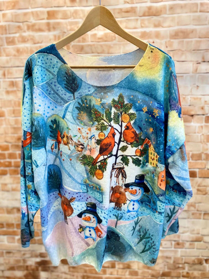 Kuschelige Langarmshirts mit buntem Weihnachtsmotiv