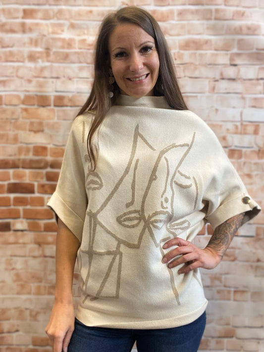 Pullover mit Stehkragen und 3/4-Arm