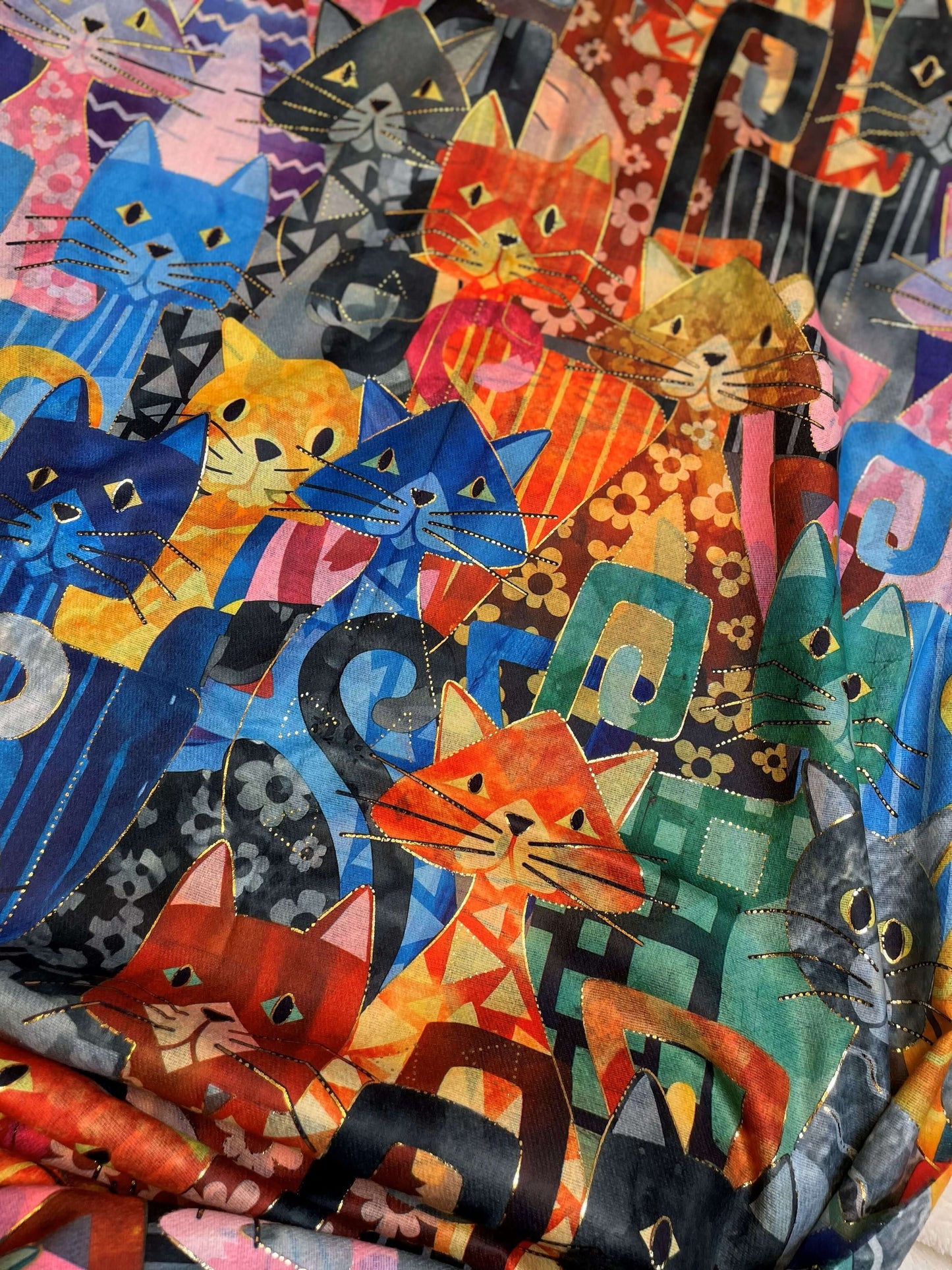 Bunter Katzenschal - Schal mit Katzen