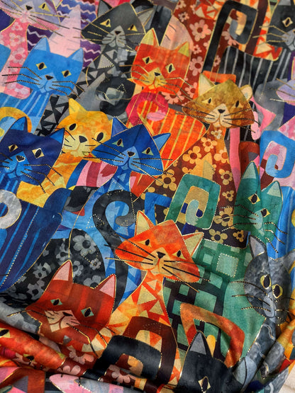 Bunter Katzenschal - Schal mit Katzen