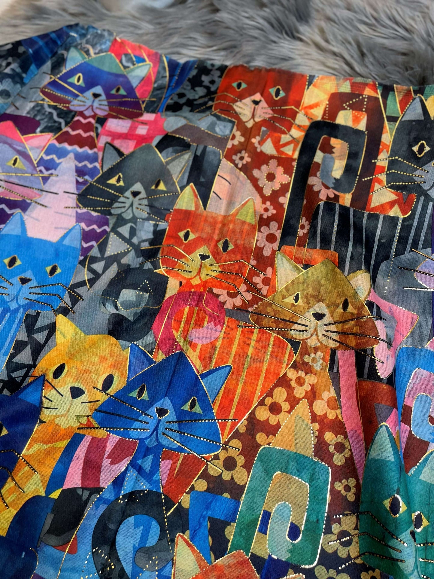 Bunter Katzenschal - Schal mit Katzen
