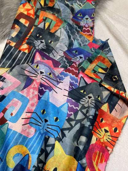 Bunter Katzenschal - Schal mit Katzen