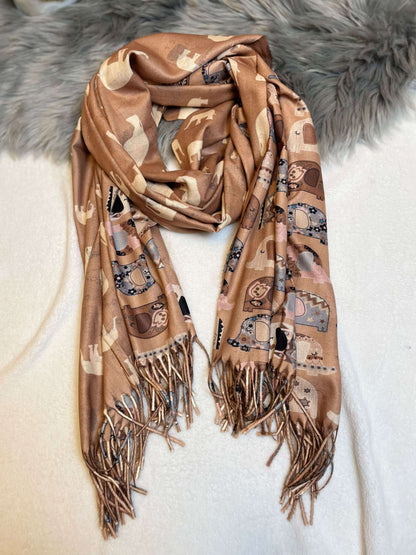 Bunter Schal mit Elefanten-Motiv