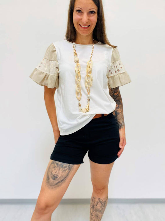 Kurzarmshirt mit Rüschenärmeln