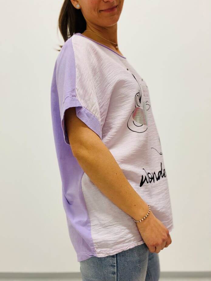 Großes Kurzarmshirt mit Gesichtsmotiv