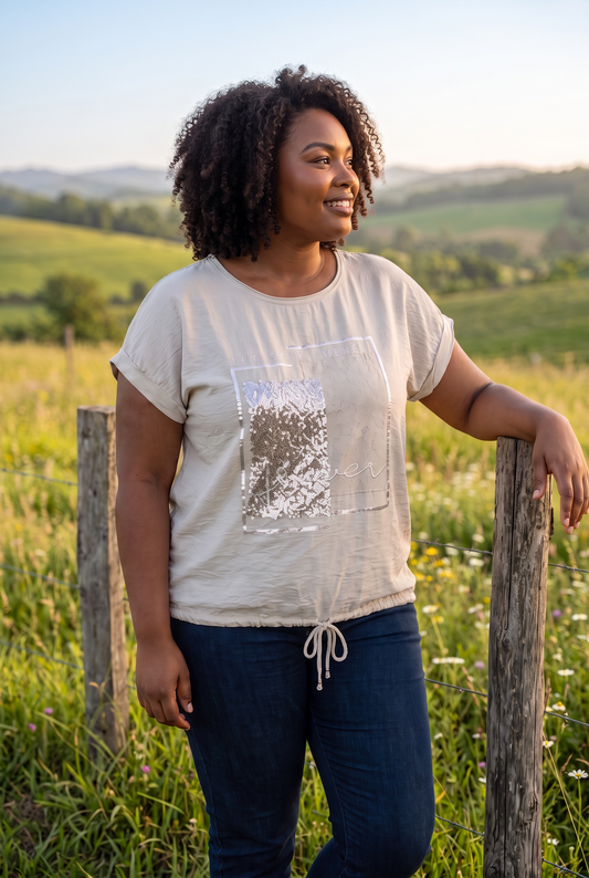 Hochwertiges kurzarm T-Shirt mit Pailletten