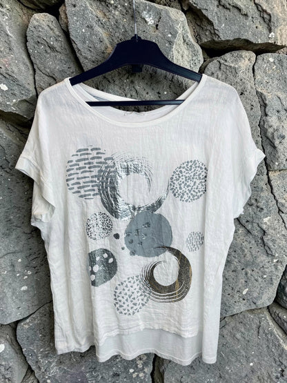Kurzarmshirt aus Leinen mit Aufdruck