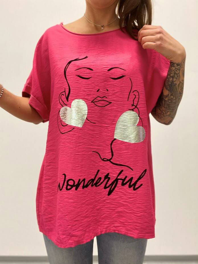 Großes Kurzarmshirt mit Gesichtsmotiv