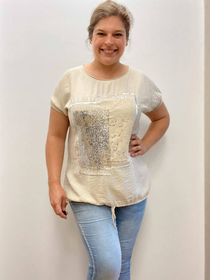 Angenehmes kurzarm T-Shirt mit Pailletten